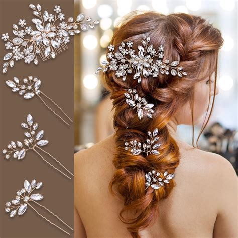 Amazon.com : IRYCSSCE Gold Floral Wedding Hair Accessory Set - 6 Pieces ...