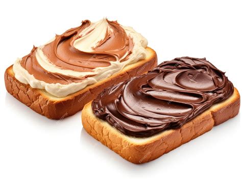Chocolate cream toast isolated hazelnut cream on toasted bread cocoa ...