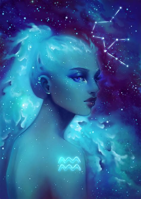 Aquarius cosmic girl by wengo_art | Sternzeichen, Wallpapers ipad ...