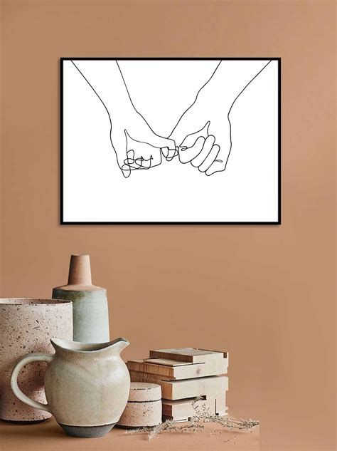 Pinky Swear Drawing-lover's Hands-one Line Drawing Hands-pinky Promise ...