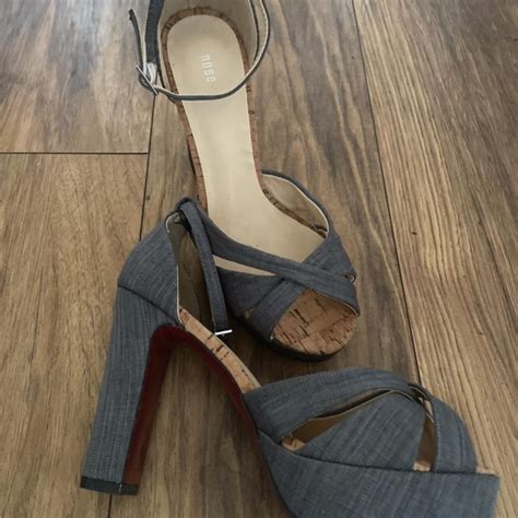 Nose Platform Grey Fabric Sandals With Ankle Buckle... - Depop