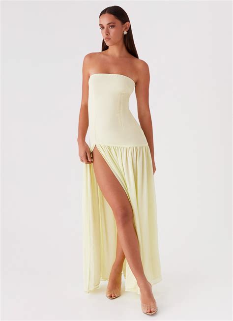 Eden Strapless Maxi Dress - Yellow - Peppermayo