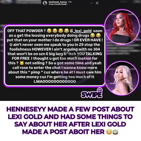 Joseline’s Cabaret Tea🍵⏰ | #Henneseyy made a few post about #LexiGold and had something’s to say ...