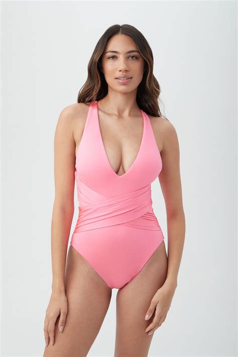 Women's Monaco Wrap Front Plunge One Piece Swimsuit