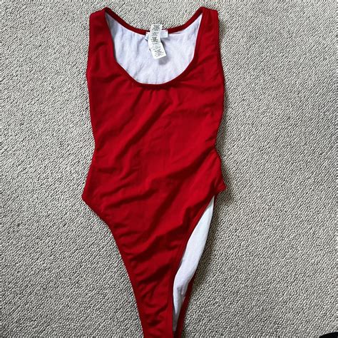 Missguided Women's Red Swimsuit-one-piece | Depop