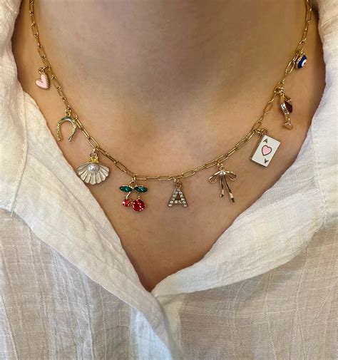 Custom Gold Charm Necklace Personalized Necklace Gifts for Her ...