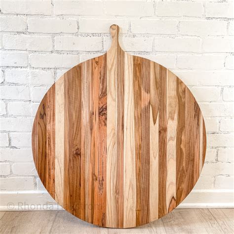 Extra Large Round Charcuterie Board/ Teak Wood Cutting Board ...