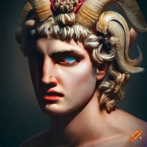 Portrait of alexander the great with sheep horns and heterochromia