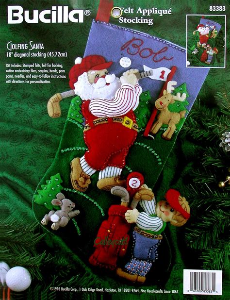 Golfing Santa 18" Bucilla Felt Christmas Stocking Kit #83383 - FTH ...