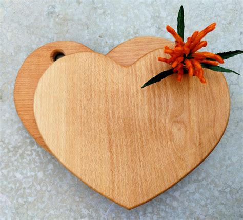 Wooden Heart Shaped Cutting Board Romantic Heart Platter, Solid ...