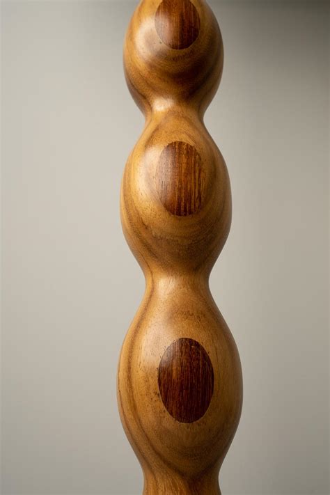 Organic Modern Floor Lamp Turned Parota Wood Fiberglass Shade For Sale ...