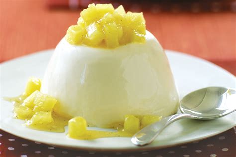 Coconut panna cotta with pineapple salsa