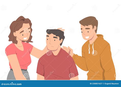 People Character Supporting Friend Encouraging Cheering Up and Raising ...