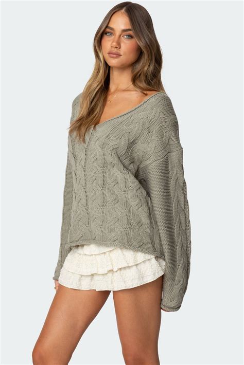 Inga Oversized Cable Knit Sweater – edikted