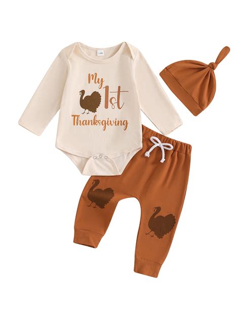 Baby Boy Girl My First Thanksgiving/Halloween Outfits Turkey/Pumpkin Romper Bodysuit Pants Hat ...