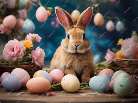 Premium Photo | Happy cute white black fluffy Esther bunny sitting on ...