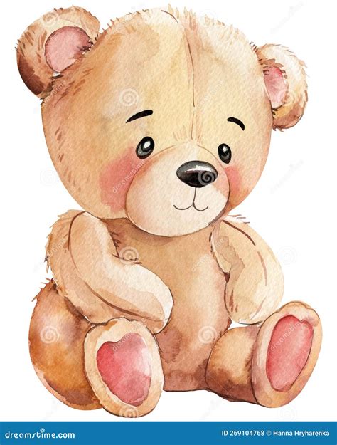 Cute Drawing Teddy Bear Toy, Animal on Isolated White Background ...