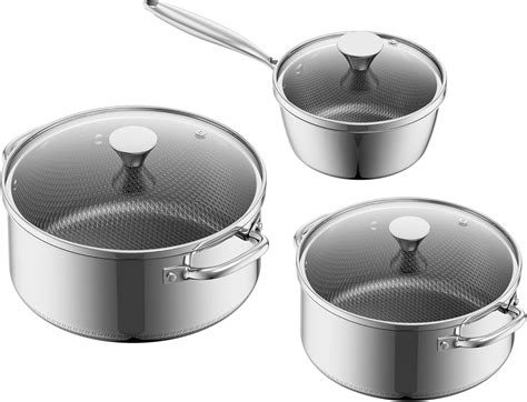 Amazon.com: Stainless Steel Pots and Pans Set,6 Piece Nonstick Cookware ...
