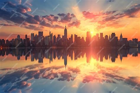 Premium Photo | New York City Skyline at Sunrise View