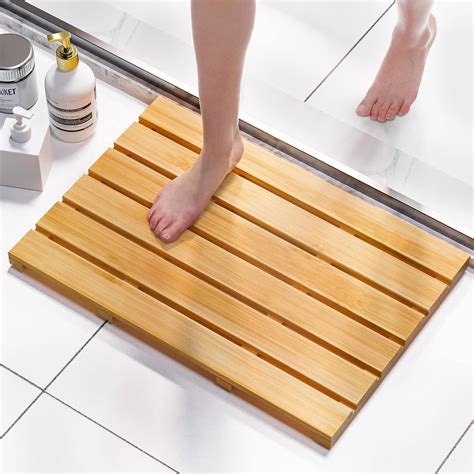 Amazon.com: Domax Bamboo Bath Mat - Non Slip Waterproof Wooden Shower ...