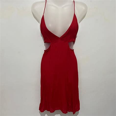 Red Casual Dress V line, Women's Fashion, Dresses & Sets, Dresses on ...