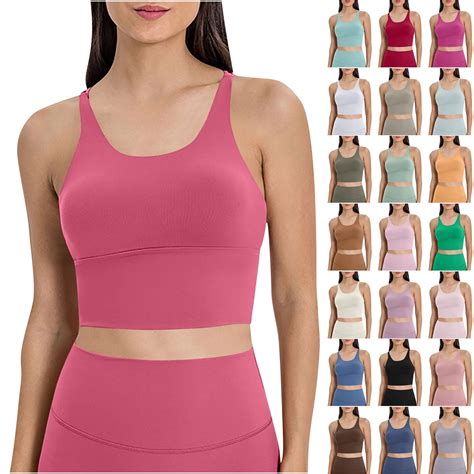 DDAPJ pyju Longline Sports Bras for Women Criss Cross Back Wireless Bra ...