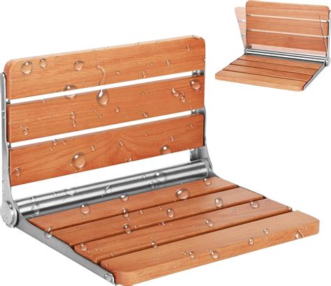 Amazon.com: Folding Shower Seat Wall Mounted Shower Bench Teak Folding ...