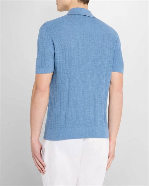 Frescobol Carioca Men's Joaquim Ribbed Johnny Collar Polo Shirt ...