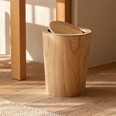 cvlncycling Bathroom Trash Can With Lid,Kitchen Wooden Flip-top Garbage ...