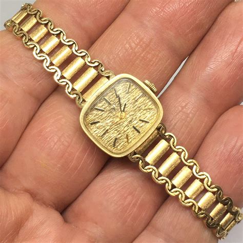 Lady's Omega 14K Yellow Solid Gold Mechanical Watch Factory Marked Case ...