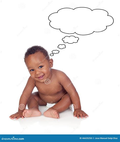 Funny African Baby Sit on the Floor Thinking Stock Photo - Image of ...