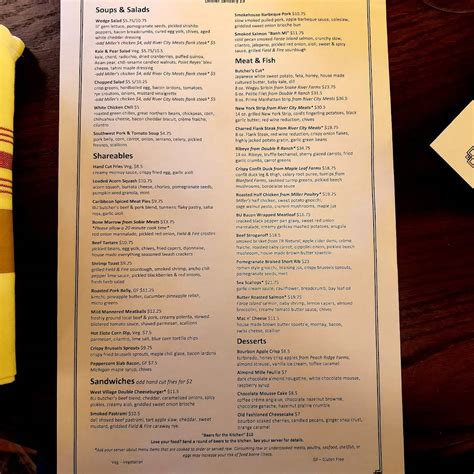 Menu at Butcher's Union pub & bar, Grand Rapids, 438 Bridge St NW
