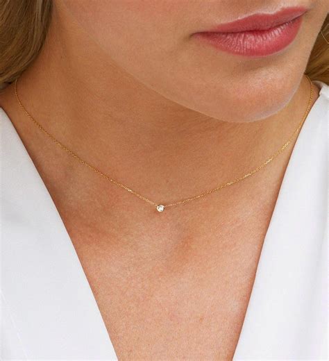 Simple Gold Necklace With Small Diamond at Jonathan Middleton blog