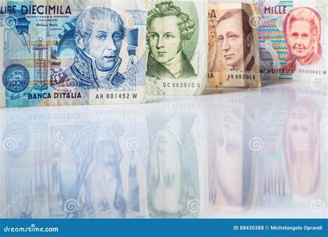 Banknotes from Italy. Italian Lira 10000, 5000, 2000, 1000 Stock Photo ...