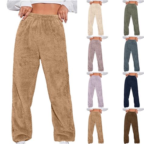 DDAPJ pyju Women's Plush Fuzzy Pajama Pants Winter Warm Soft Home Pjs ...