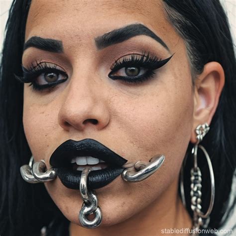 Gothic Latina Baddie with Piercing | Stable Diffusion Online