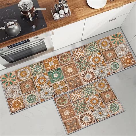 Kitchen Rug Set 2 Pieces Non Slip Kitchen Mat Set, Washable Kitchen ...