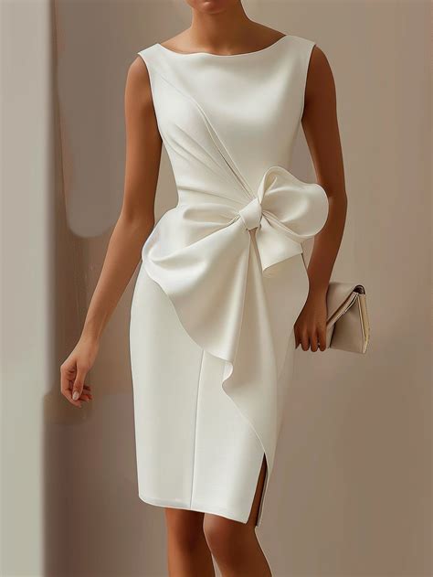 White Knee Length Dress