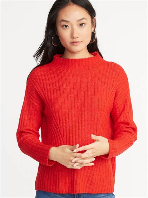 Mock-Neck Rib-Knit Sweater for Women | Old Navy | Ribbed knit sweater ...