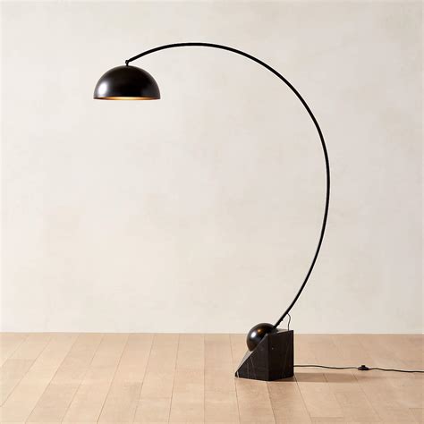 Venus Black Arc Modern Floor Lamp with Marble Base + Reviews | CB2