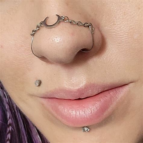 FAUX Crescent Nose Chain - Etsy Canada | Piercings, Nose piercing, Earings piercings