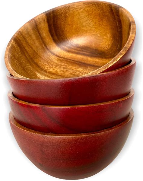 Amazon.com: Casa/Legno Handcarved Small Wooden Bowls for Food (Four ...
