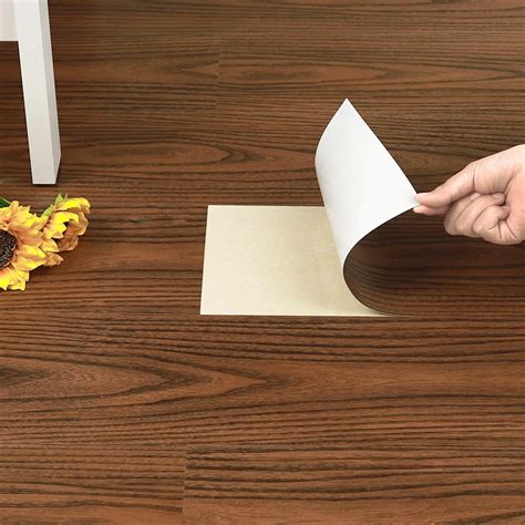 Abyssaly 10Pcs Sticky Flooring Tiles, 35x6in Red Wood Grain Vinyl Plank ...