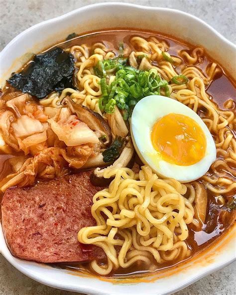Nongshim Shin Ramen and Spam Bowl with Soft-Boiled Egg