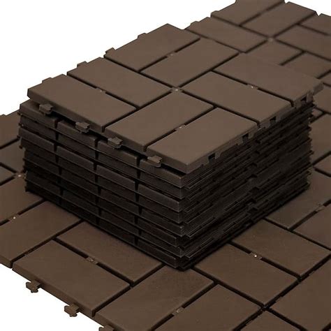 TOTAL 12" x 12" Plastic Interlocking Deck Tiles, 9 Pack, Waterproof ...