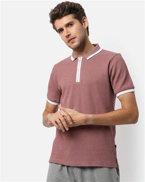 Buy Men's Pink Polo T-shirt Online at Bewakoof