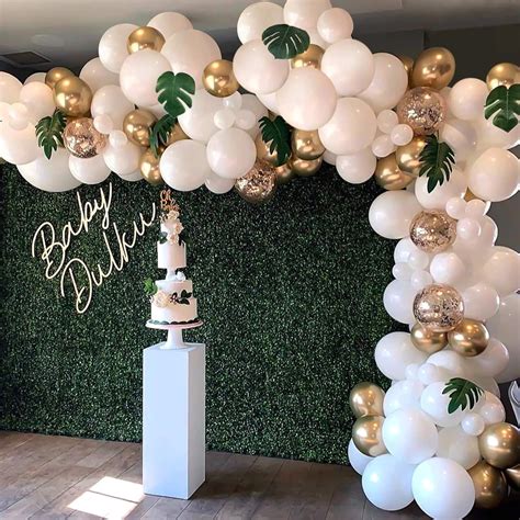 Balloon Garland Arch Kit, White Gold Confetti Balloons 101 PCS ...