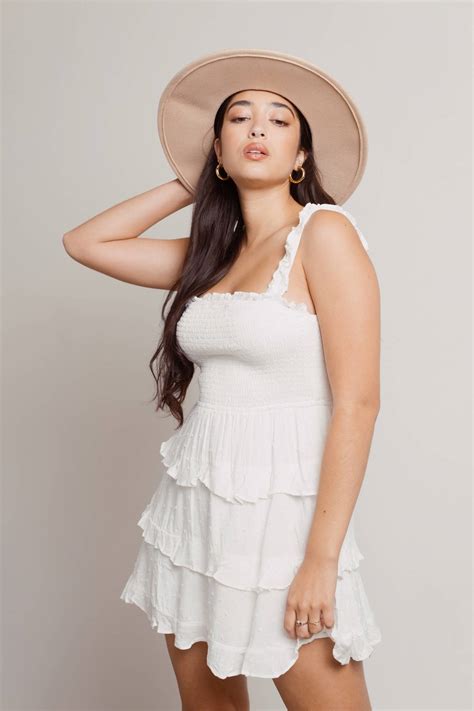 White Ruffle Dress - Tiered Dress - Swiss Dot Dress