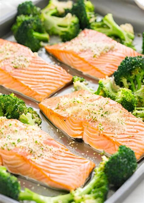 Sheet Pan Parmesan Baked Salmon & Broccoli | My 17 Day Diet Blog