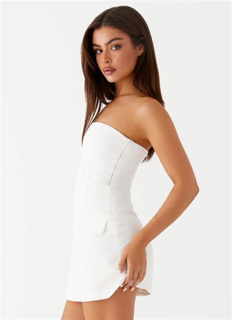 Allora Strapless Mini Dress - White – Peppermayo